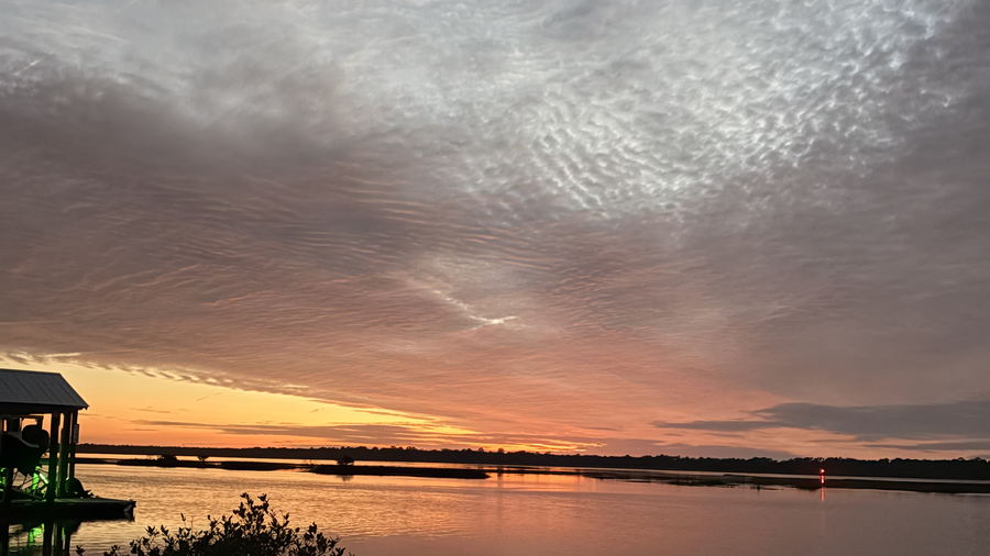 Sunset over the marsh and intracoastal waterway near St. Augustine, Florida